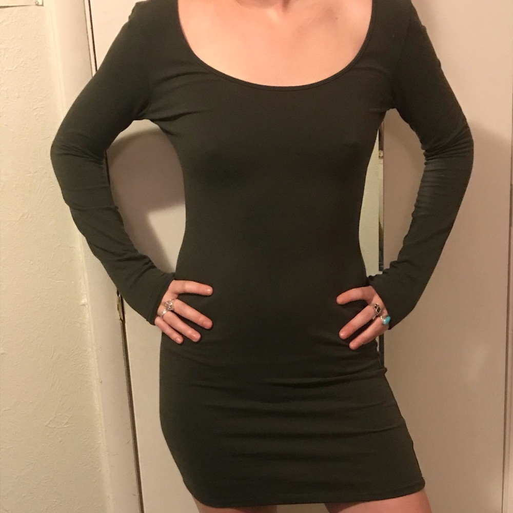 Olive green bodycon dress